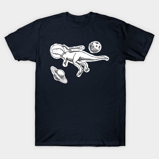 A Space Dinosaur - Black &amp; White T-Shirt by douglaswood